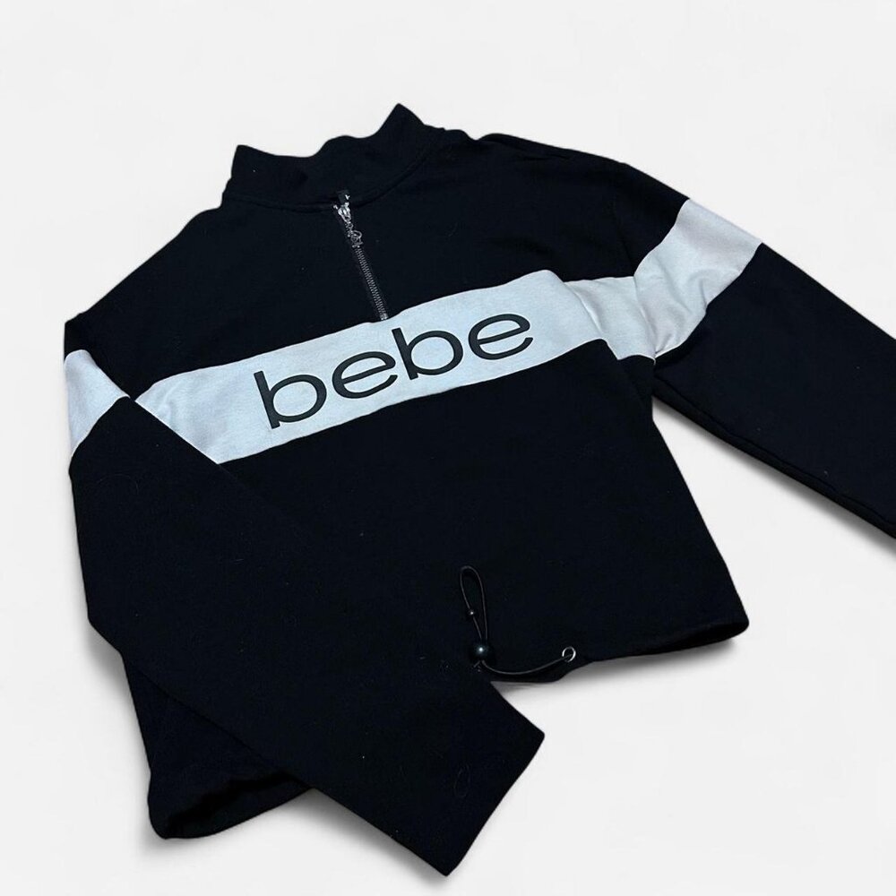 y2k Bebe black and white pullover quarter zip